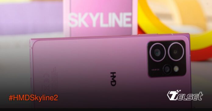 Ilustrasi smartphone HMD Skyline 2 dengan desain premium dan layar OLED