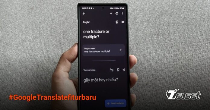 Tampilan Google Translate dengan tombol Practice baru