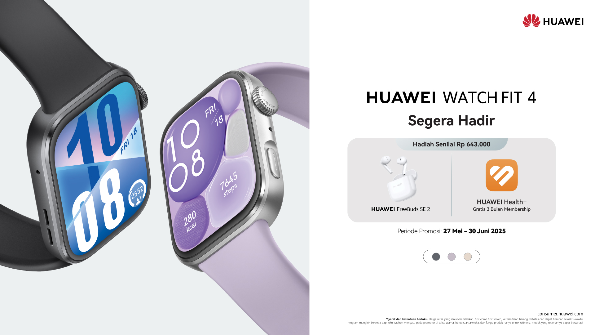 Content image for article: HUAWEI WATCH FIT 4 Series Resmi di Indonesia: Desain Ramping, Fitur Kesehatan Pro