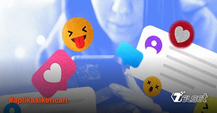 Ilustrasi percakapan membosankan di aplikasi kencan dengan notifikasi AI