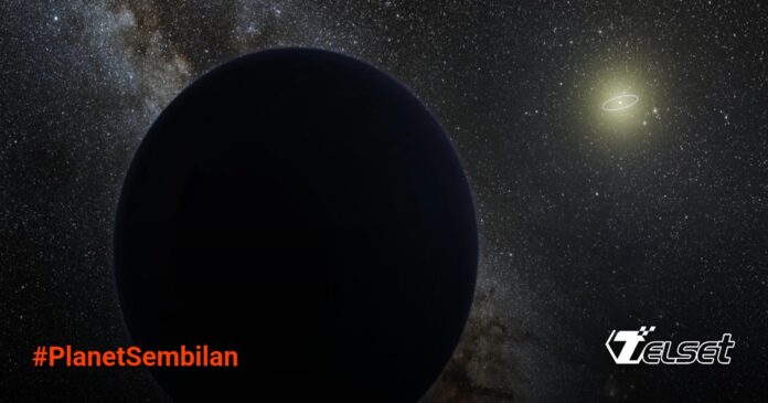 Ilustrasi artistik Planet Sembilan di tepi tata surya