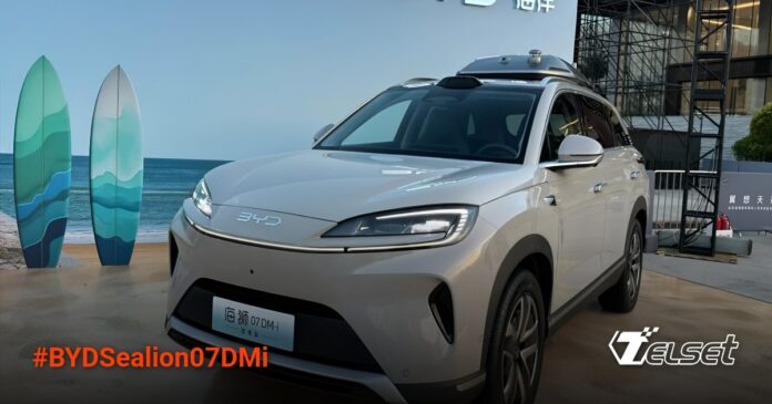 BYD Sealion 07 DM-i tampak depan dengan desain modern dan lampu LED khas