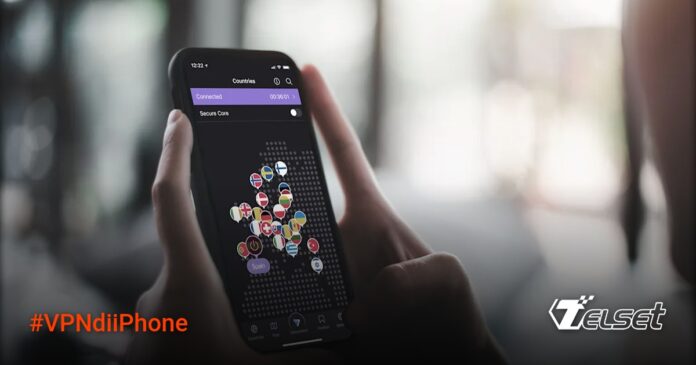 Ilustrasi VPN melindungi aktivitas online di iPhone