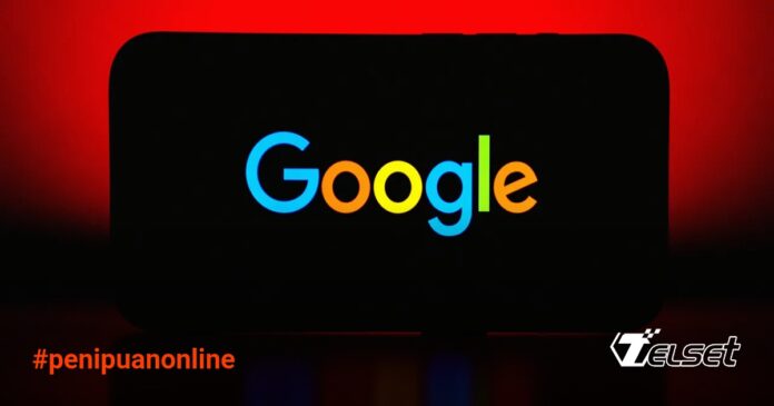 Ilustrasi smartphone Android dengan notifikasi peringatan penipuan dari Google Messages