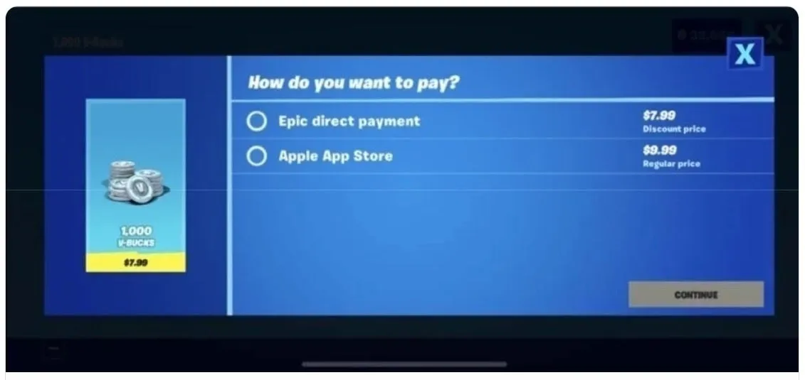 Integrasi sistem pembayaran Epic yang memicu pengeluaran Fortnite dari App Store