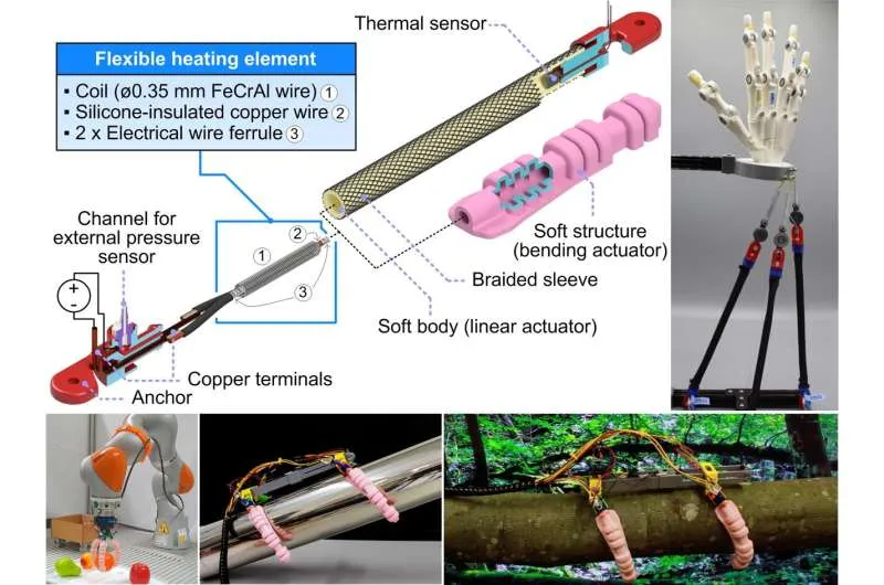 Robot lunak bertenaga uap air merangkak di permukaan alami