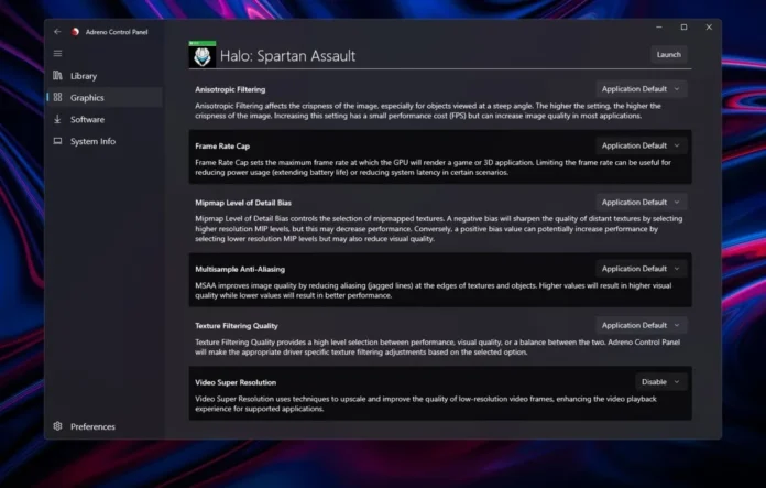 Adreno Control Panel antarmuka untuk tweak GPU Snapdragon X