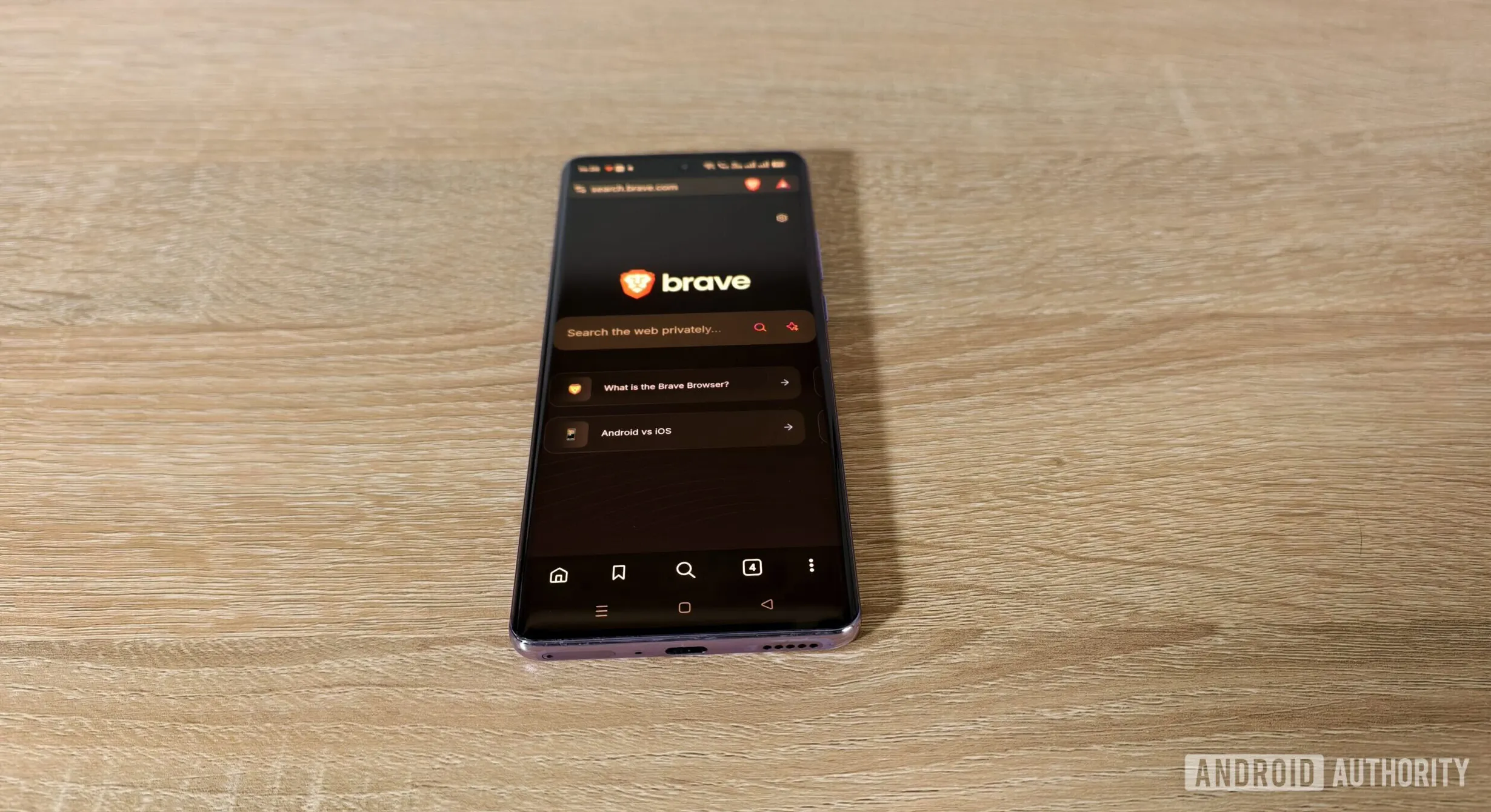 the brave mobile browser on a smartphone screen