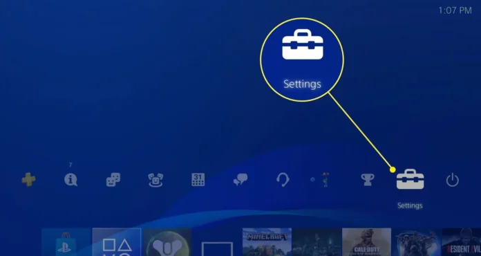 Menu Settings di PS4 untuk menghubungkan headphone Bluetooth