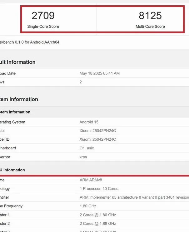 The XRING 01 AP is benchmarked by Geekbench.