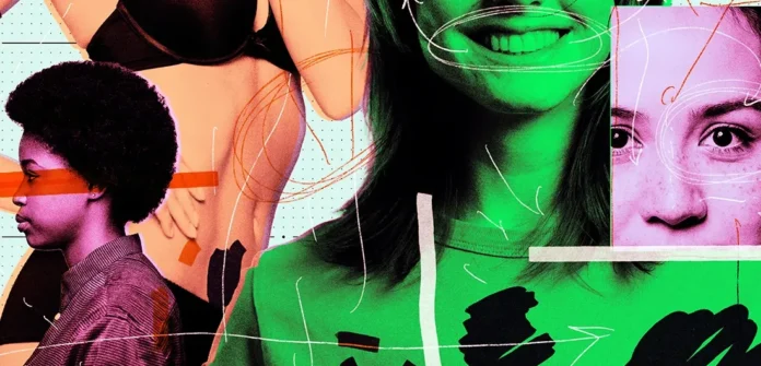 Ilustrasi wanita menggunakan ChatGPT untuk saran kecantikan