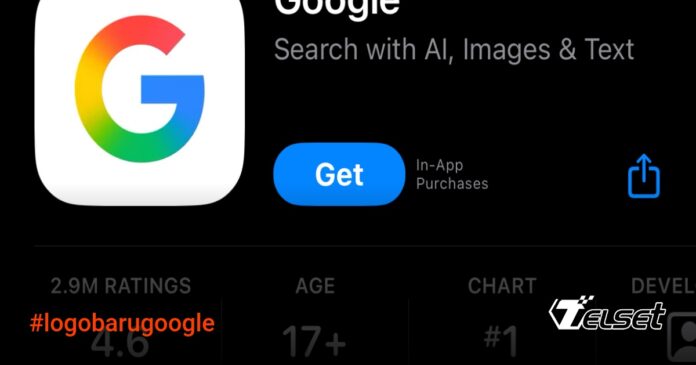 Perbandingan visual logo Google lama dan baru dengan gradasi warna