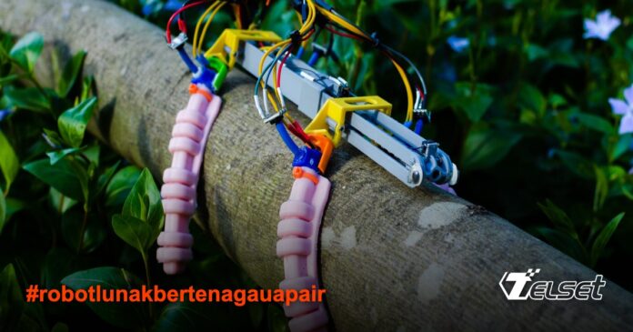 Robot lunak bertenaga uap air merangkak di permukaan alami