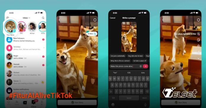 Contoh hasil fitur AI Alive TikTok mengubah foto kucing menjadi animasi bergaya anime