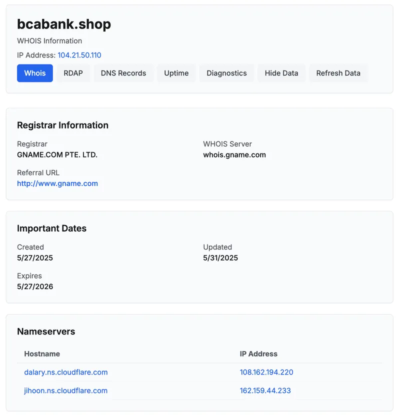 whois domain bcabank.shop