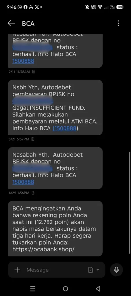 SMS Masking BCA
