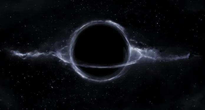 Ilustrasi lubang hitam massa menengah dengan gelombang gravitasi