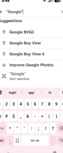 Screenshot of Google Photos search with a specific word