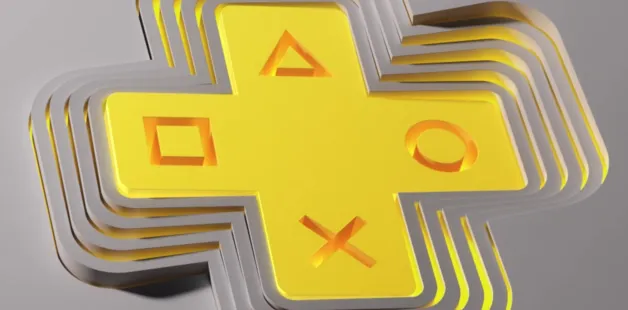 Logo PlayStation Plus dengan latar belakang warna biru ikonik
