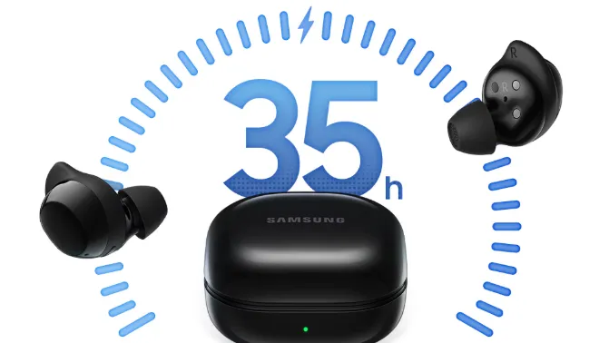 Samsung Galaxy Buds Core dalam warna hitam dan putih