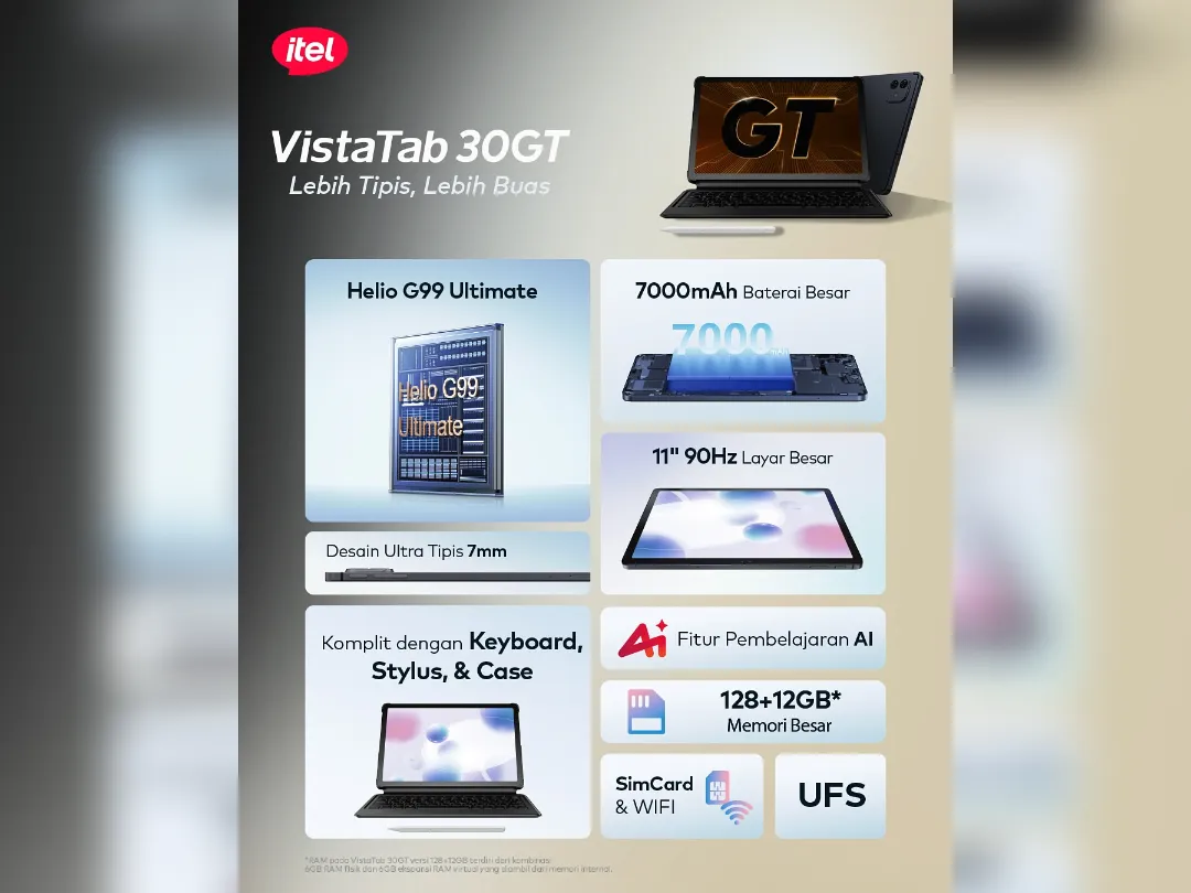 Content image for article: itel VistaTab 30GT: Tablet Tipis dengan Performa Gaming Gahar