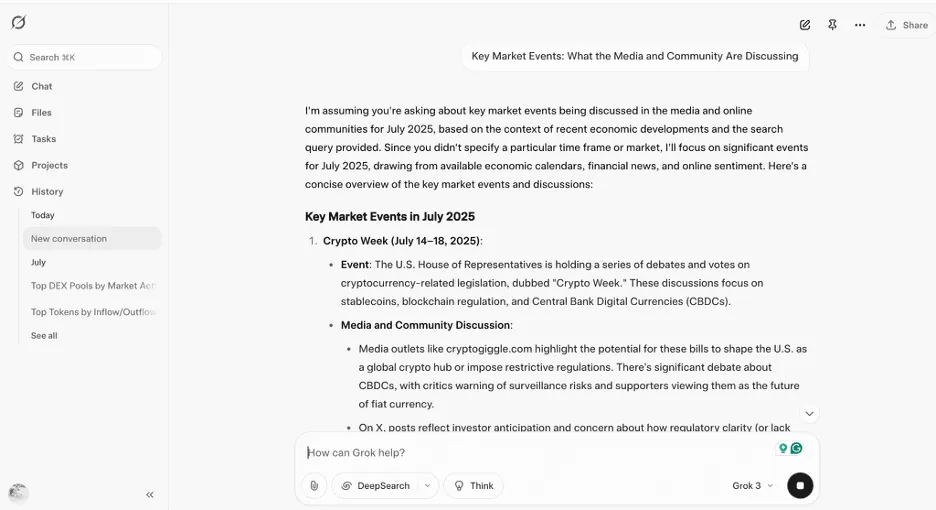 Grok by X – AI untuk analisis tren dan sentimen pasar di platform sosial seperti Twitter/X.