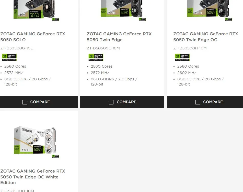 ZOTAC RTX 5050 Editions