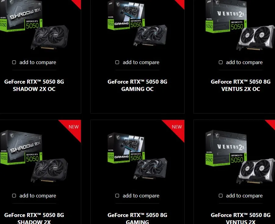 MSI RTX 5050 Editions
