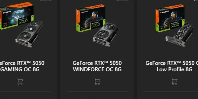 GIGABYTE RTX 5050 Editions