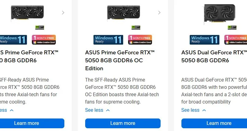 ASUS RTX 5050 editions