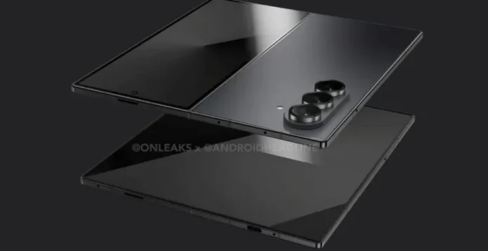 Rendering CAD Samsung Galaxy Z Fold7 oleh OnLeaks dan AndroidHeadlines