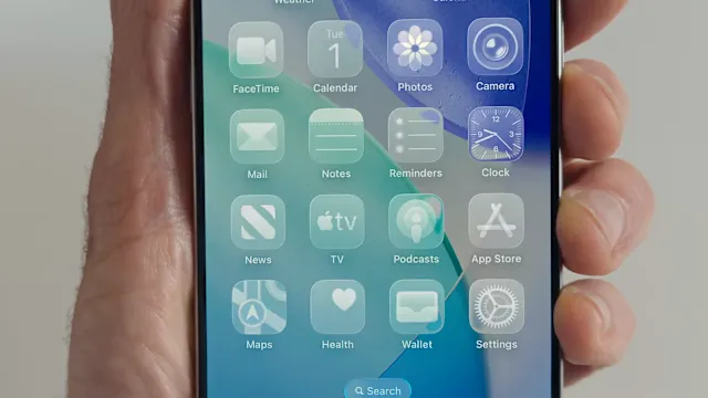 new liquid glass display on an iPhone