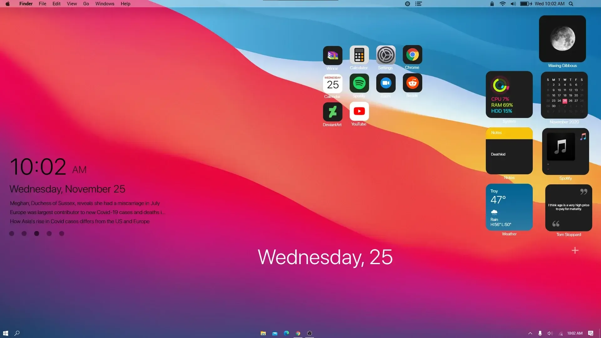 Desktop Widgets Windows yang dinonaktifkan