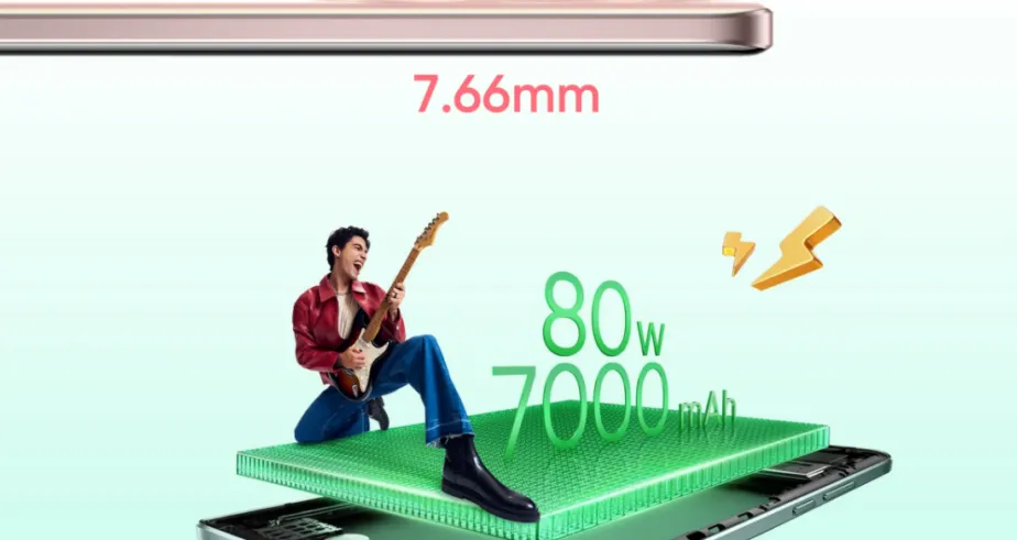Desain tipis Realme 15 5G dengan baterai 7.000mAh
