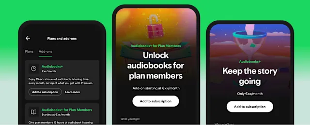 Tampilan antarmuka Spotify dengan fitur audiobook