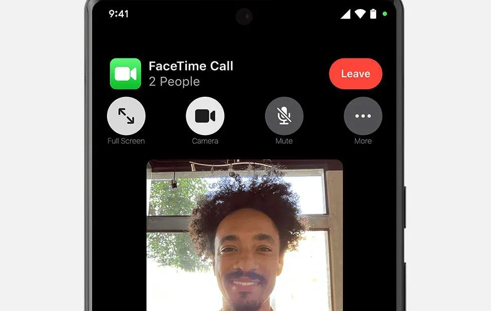 An active FaceTime video call