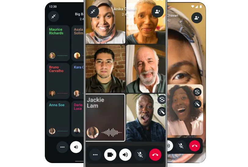 WhatsApp collage showing various calling states.
