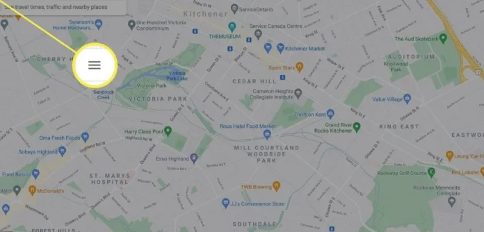 Menu utama Google Maps untuk membuat rute kustom