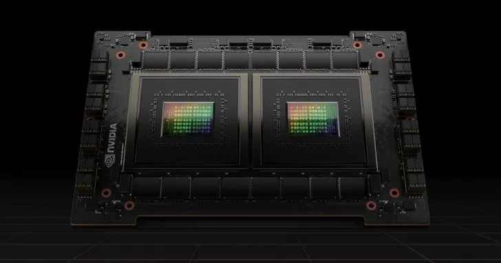 High-performance Nvidia GPU chip, detailed and dual-core design, for advanced computing tasks.