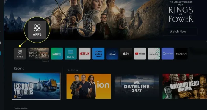 Tampilan menu APPS pada Samsung Smart Hub