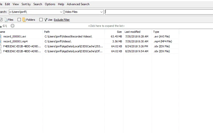 UltraSearch file search program