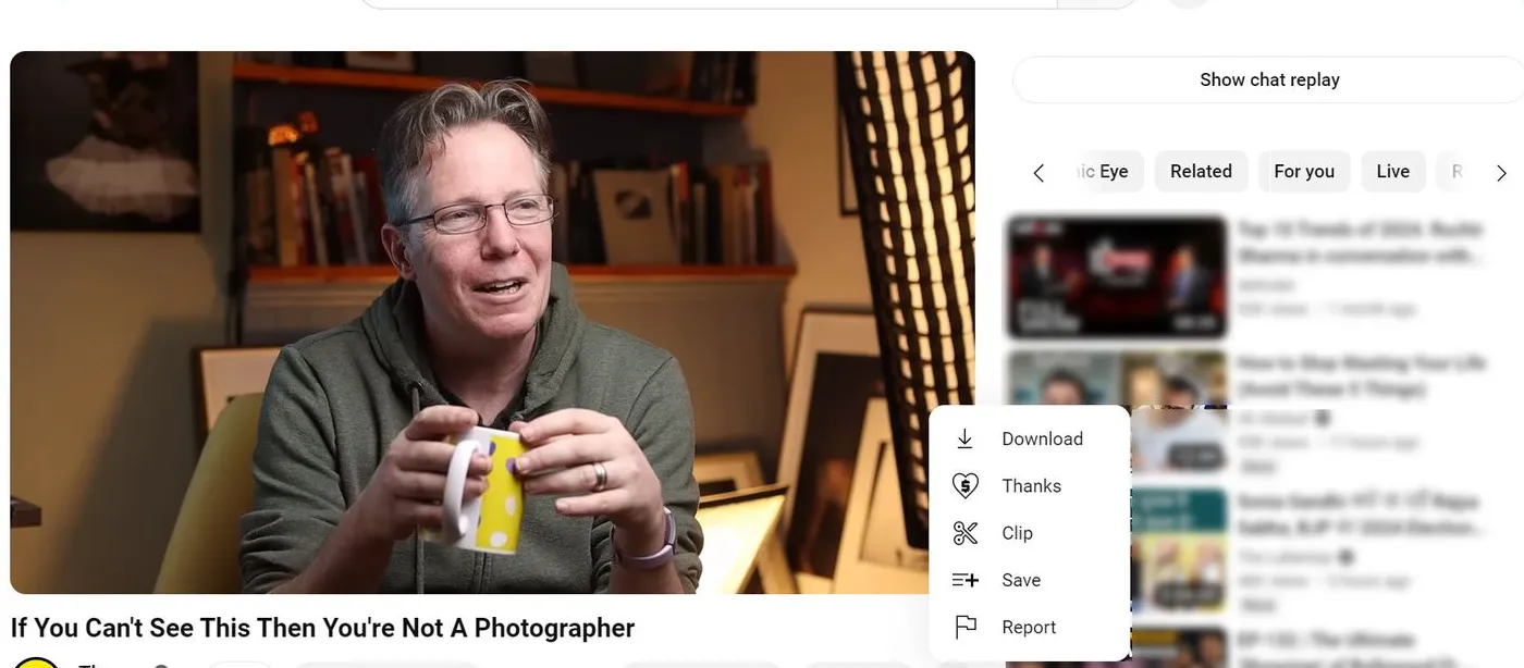 Download option in a YouTube Premium video