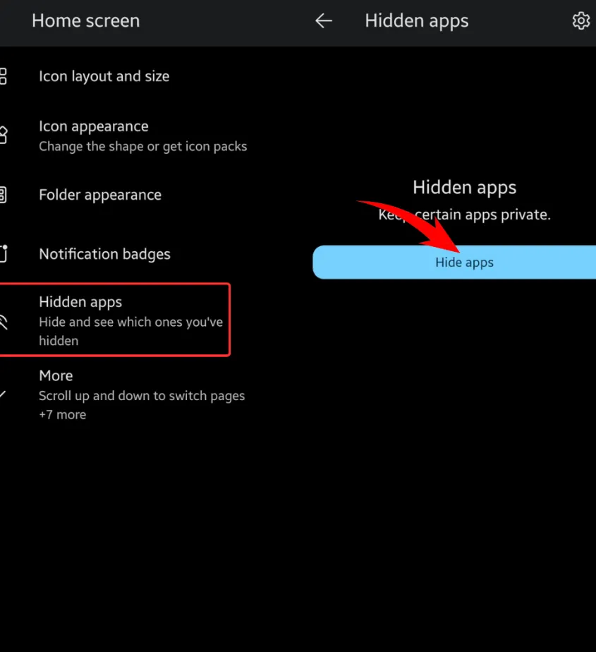 Hide apps in Microsoft Launcher
