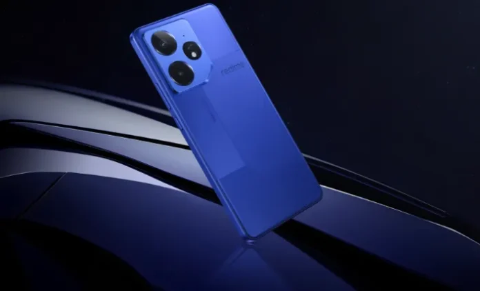 Ilustrasi smartphone Realme Neo series dengan desain futuristik