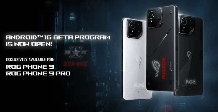 Asus ROG Phone 9 dengan tampilan Android 16 beta