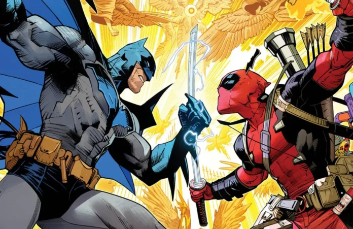 Sampul komik Batman/Deadpool crossover DC dan Marvel