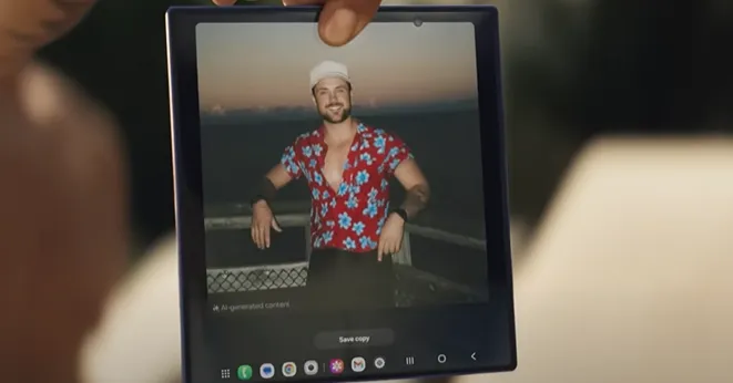 Iklan Samsung Galaxy Z Fold 7 menampilkan fitur AI Sketch to Image