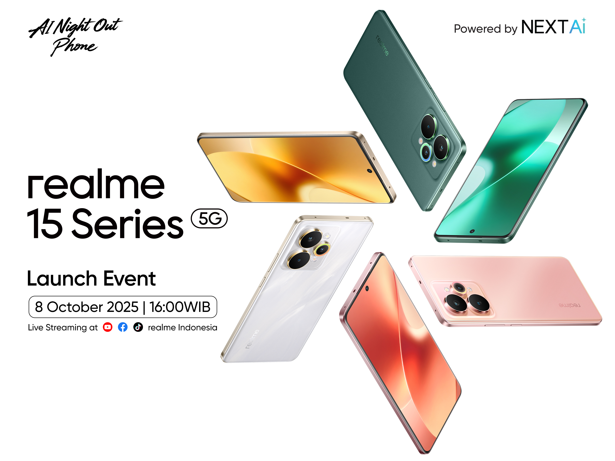 Content image for article: realme 15 Series 5G: AI Night Out Phone Siap Guncang Indonesia 8 Oktober