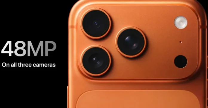 iPhone 17 Pro Max dalam warna oranye dengan desain kamera horizontal baru