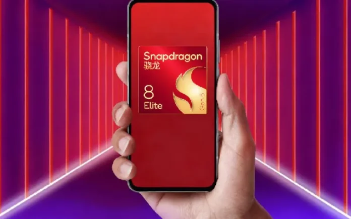 Ilustrasi chipset Snapdragon 8 Elite Gen 5 dengan latar belakang teknologi modern